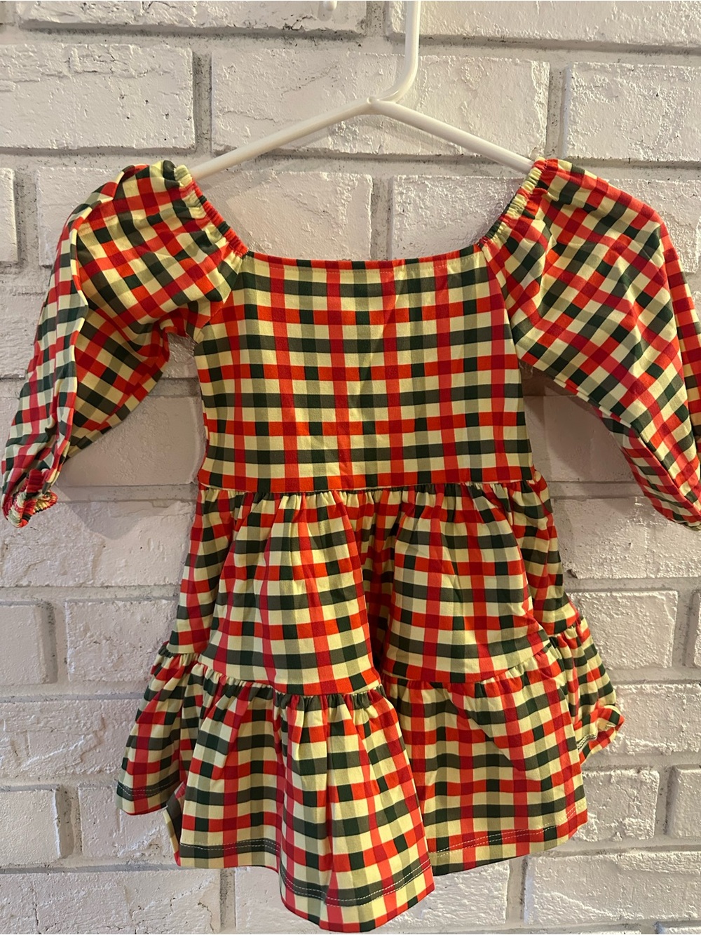 Alice + Ames Girls Plaid Peasant Dress